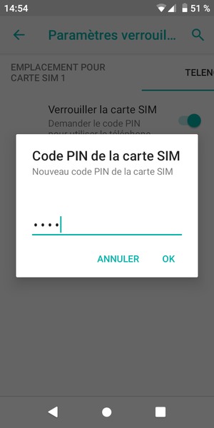 Saisissez votre Nouveau code PIN de la carte SIM et sélectionnez OK