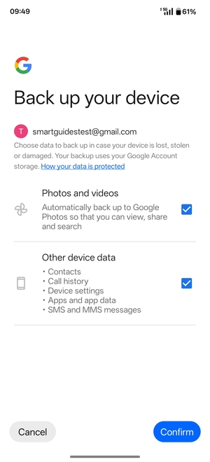 Select your preferred options and select Confirm