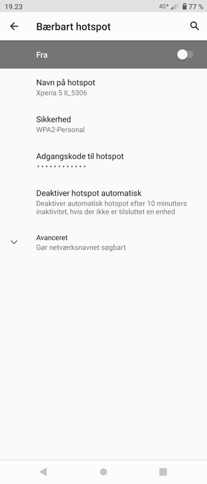 Vælg Adgangskode til hotspot