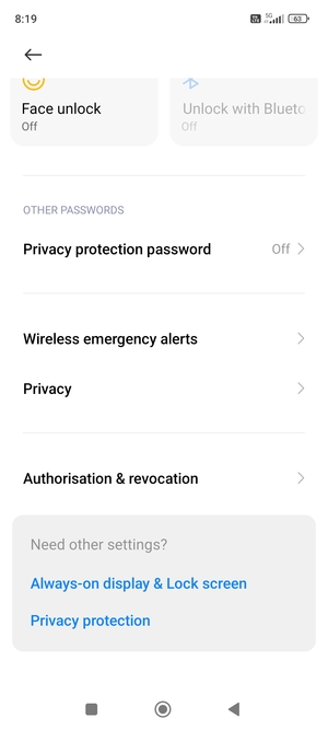 Scroll to and select Privacy