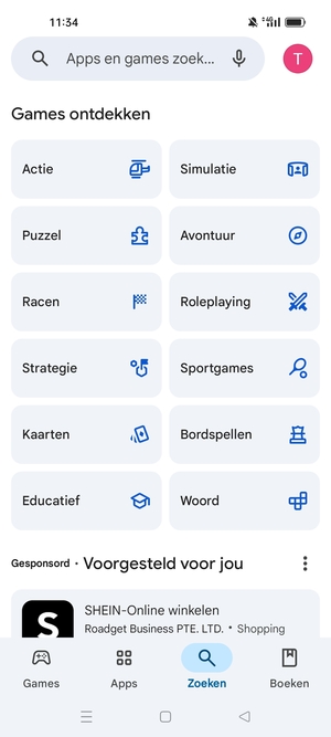 Selecteer de zoekbalk