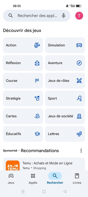 Sélectionnez la barre de Recherche