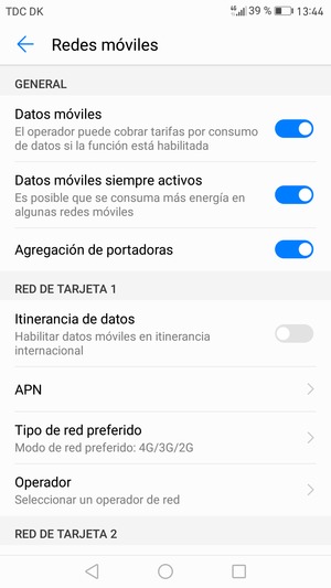 Seleccione Tipo de red preferido
