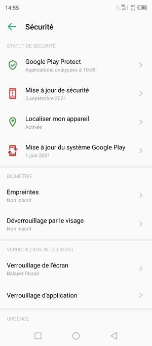 Sélectionnez Verrouillage de l'écran
