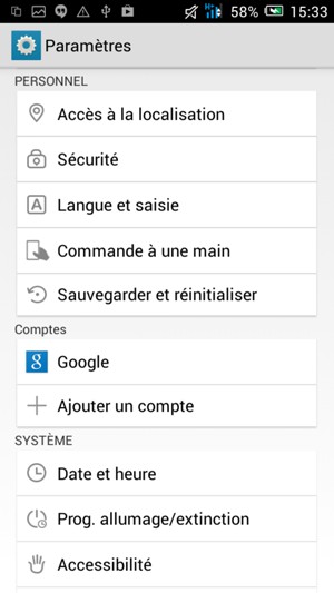 Sélectionnez Google