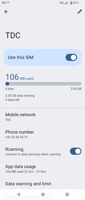 Turn Roaming on or off