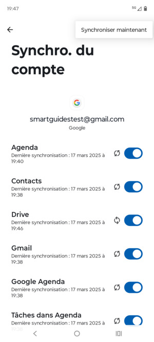 Sélectionnez Synchroniser maintenant