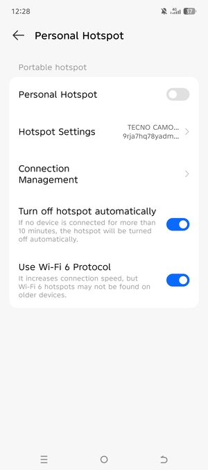 Select Hotspot Settings