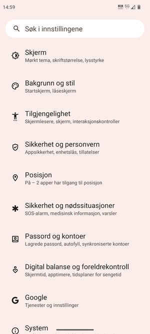 Bla til og velg Posisjon
