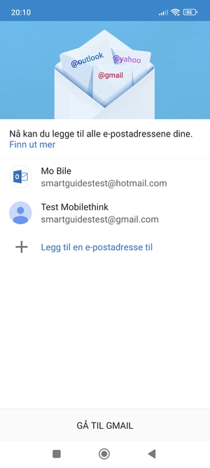 Velg GÅ TIL GMAIL