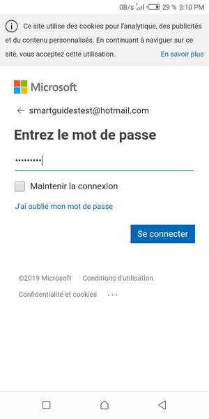 Saisissez votre mot de passe et sélectionnez Se connecter