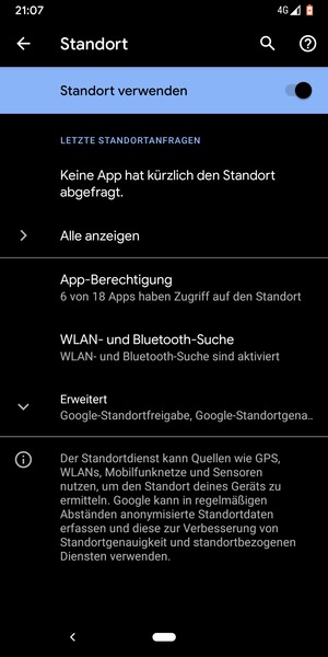 Schalten Sie Standort verwenden aus