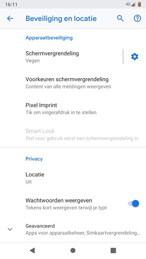 Scroll naar en selecteer Locatie