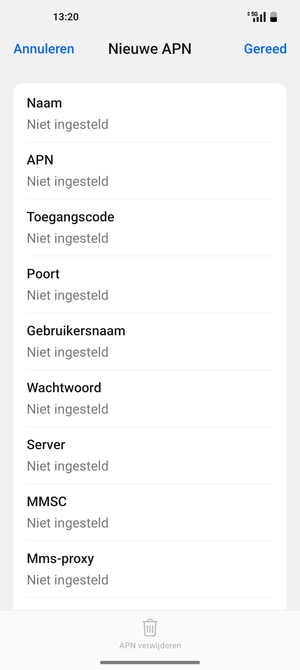 Voer internetgegevens in