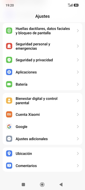 Desplácese y seleccione Ubicación
