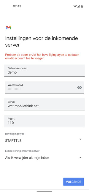Selecteer Beveiligingstype