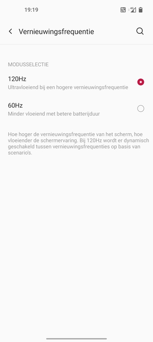 Selecteer 60Hz