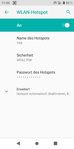 Ihr Handy ist jetzt für die Verwendung als Modem eingerichtet