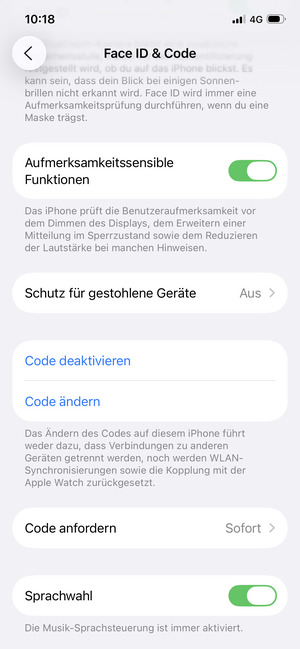 Wählen Sie Code ändern