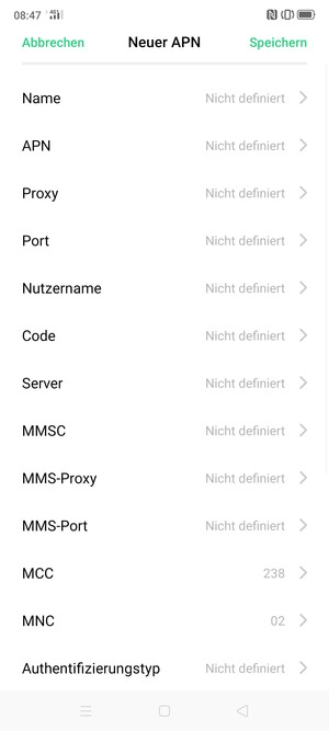 Geben Sie MMS-Informationen ein