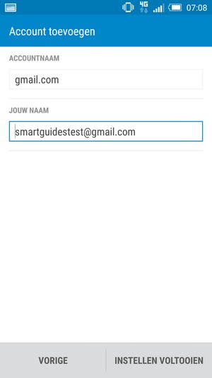 Geef uw account een naam en voer uw naam in. Selecteer INSTELLEN VOLTOOIEN
