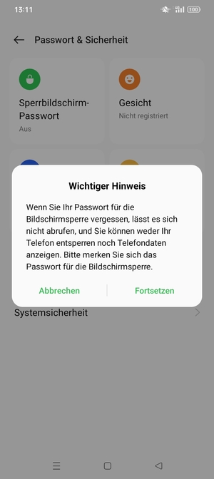Wählen Sie Fortsetzen