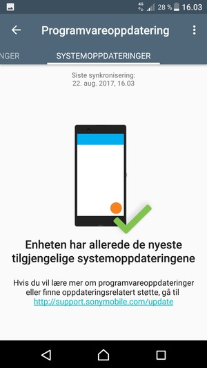 Hvis telefonen din er oppdatert, vil du se følgende skjermbilde