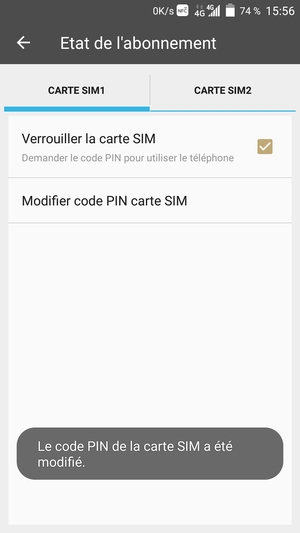 Votre code PIN de la carte SIM a été modifié