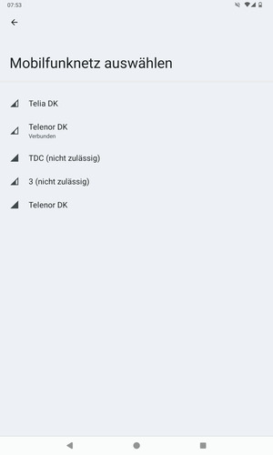 Wählen Sie einen Netzbetreiber von der Liste