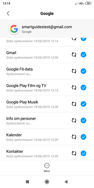 Dine oplysninger vil blive synkroniseret