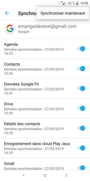 Sélectionnez Synchroniser maintenant