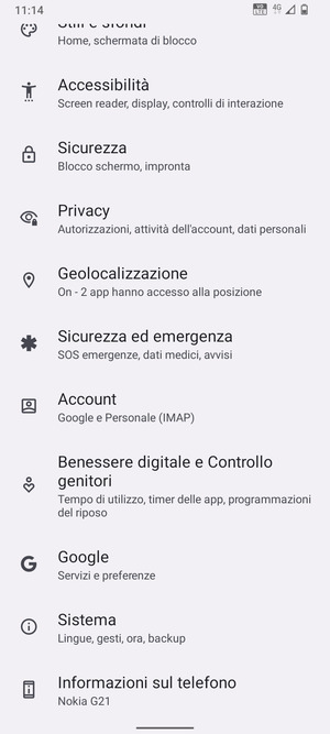 Scorri e seleziona Sistema