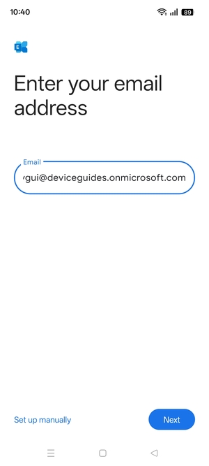 Enter your Email address and  select Set up manually
