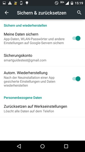 Wählen Sie Sicherungskonto