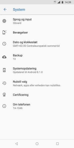 Vælg Systemopdatering
