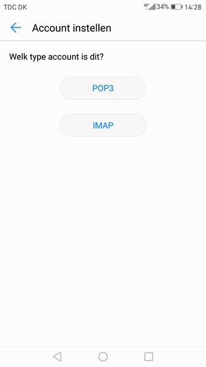 Selecteer POP3 of IMAP