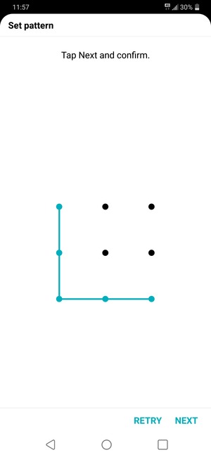 Draw an unlock pattern and select NEXT