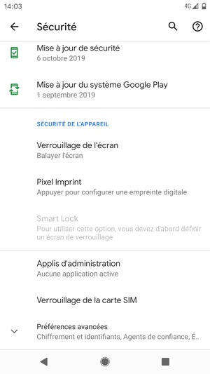 Sélectionnez Verrouillage de la carte SIM