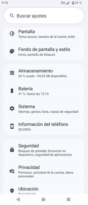 Desplácese y seleccione Sistema