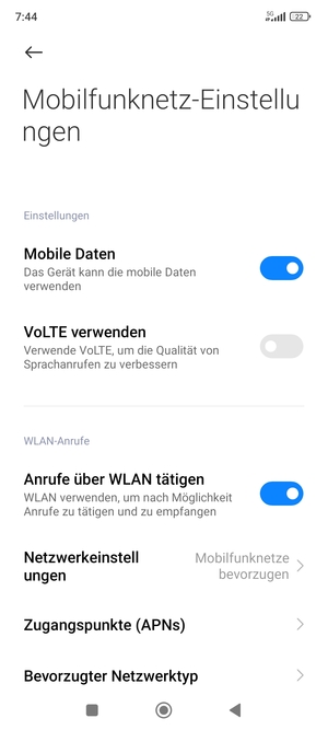Wählen Sie Zugangspunkte (APNs)