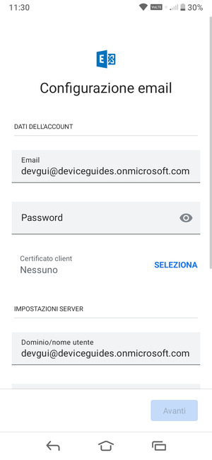 Inserisci la tua password