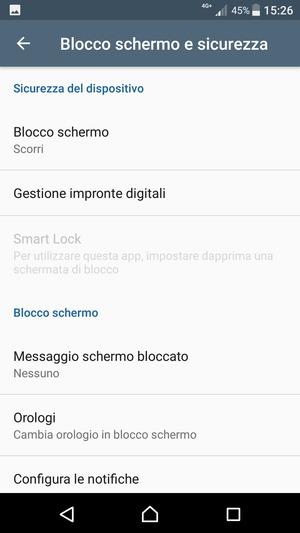 Seleziona Blocco schermo