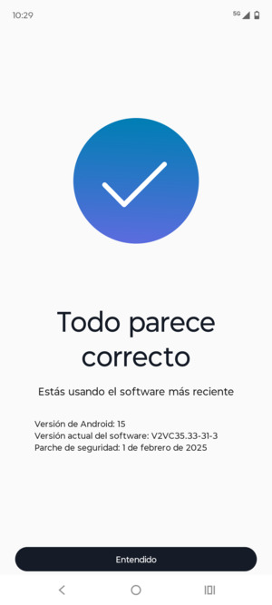 Si su teléfono está actualizado, seleccione Entendido