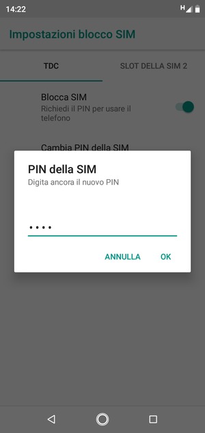 Conferma il nuovo PIN della SIM e seleziona OK