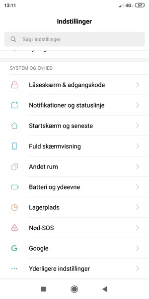 Scroll til og vælg Yderligere indstillinger