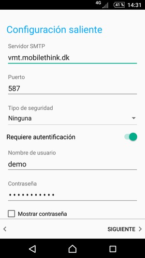 Introduzca la dirección de servidor saliente