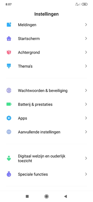 Scroll naar en selecteer Wachtwoorden & beveiliging