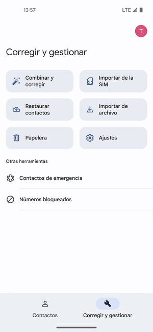 Seleccione Importar de la SIM