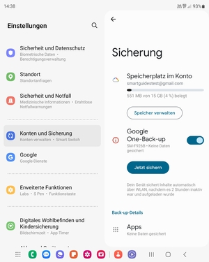 Wählen Sie Speicherplatz im Konto