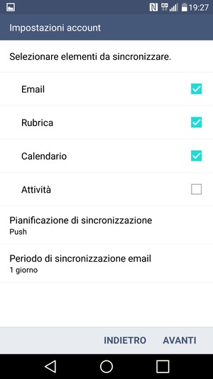 Seleziona AVANTI
